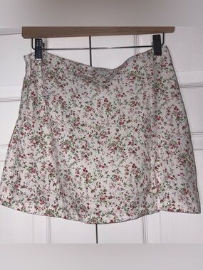 White Mini Skirt with Floral Print